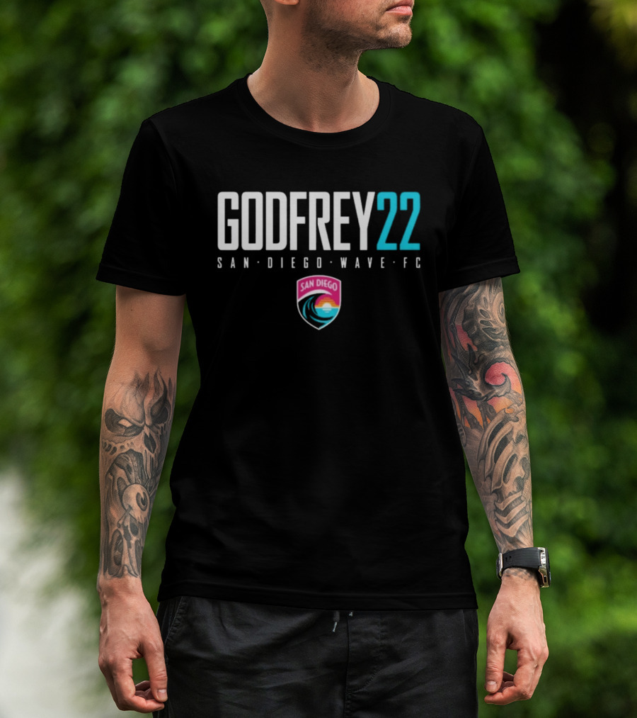 San Diego Wave FC Godfrey 22 Soccer Player Team NWSL T-Shirt