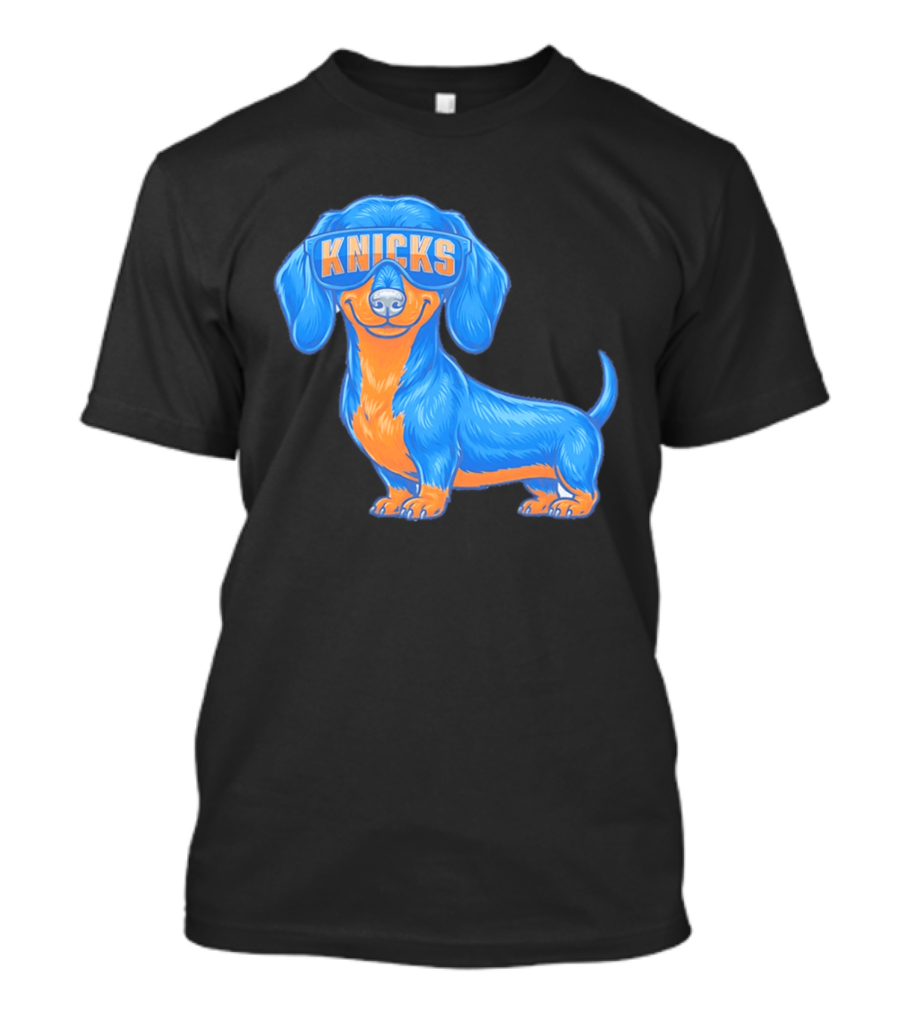 Knicks Dachshund Dog Cartoon Glasses T-Shirt