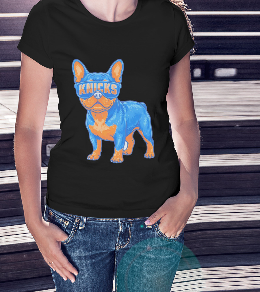 New York Knicks Bulldog Wearing Sunglasses T-Shirt
