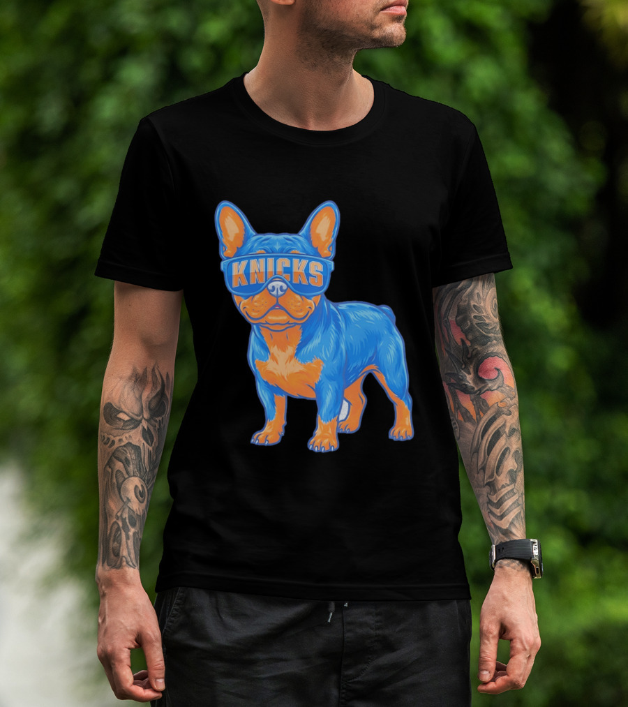 New York Knicks Bulldog Wearing Sunglasses T-Shirt