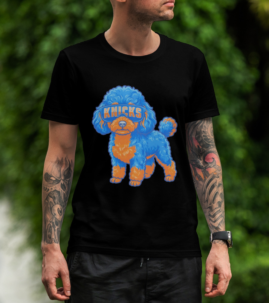New York Knicks Teacup Poodle Cartoon Glasses T-Shirt