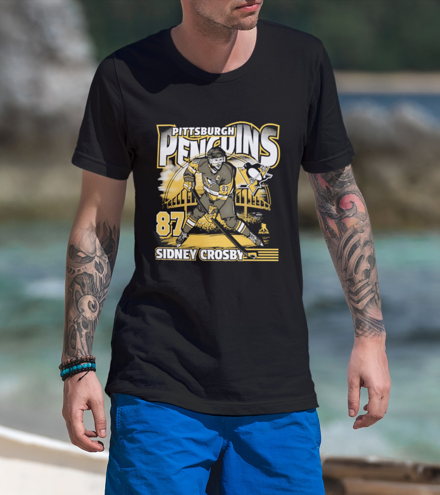 Sidney Crosby 87 Pittsburgh Penguins Player Bridge T-Shirt