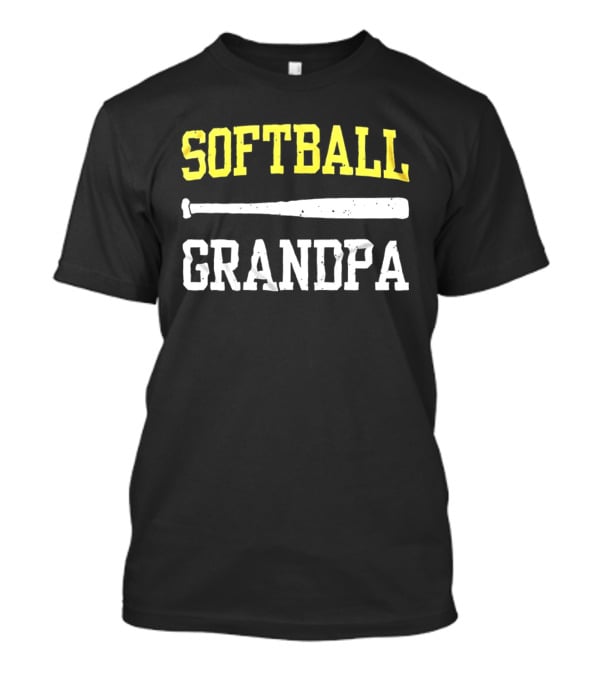 Softball Grandpa Proud Grandfather Game Day Crossed Bats T-Shirt