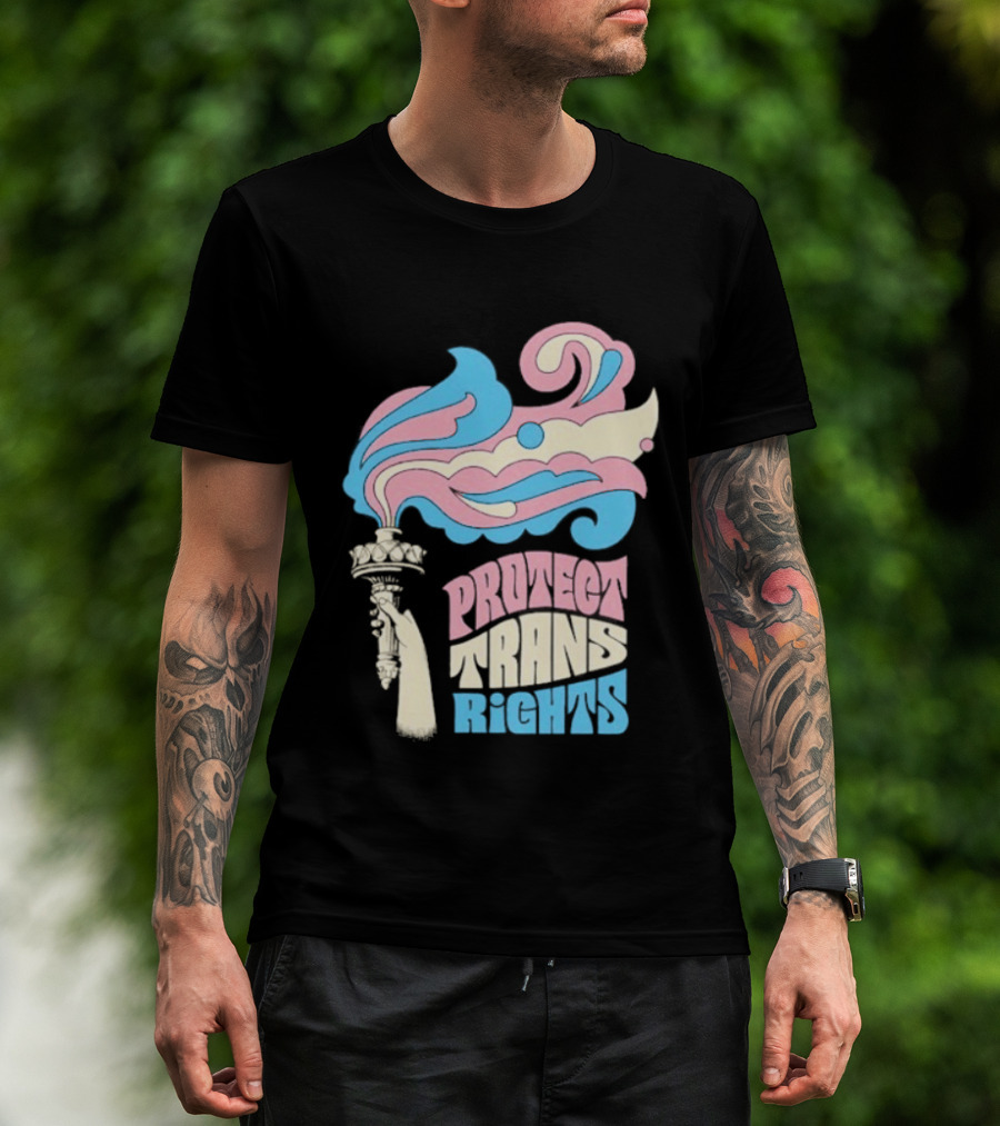 Protect Trans Rights Torch Symbol Bold Pride T-Shirt