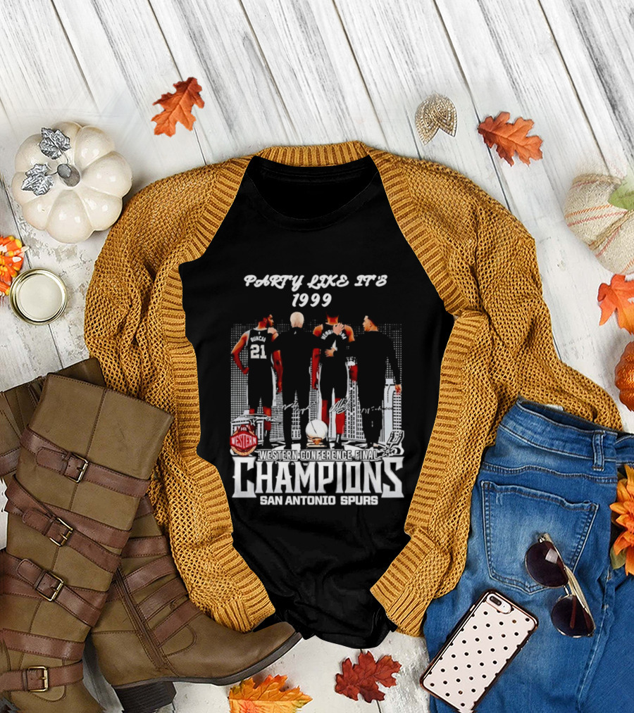 Party Like It's 1999 San Antonio Spurs Champions Tim Duncan Gregg Popovich Victor Wembanyama T-Shirt