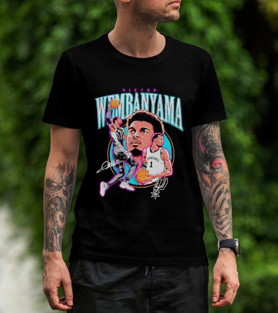 Victor Wembanyama San Antonio Spurs Basketball Player NBA Signature T-Shirt