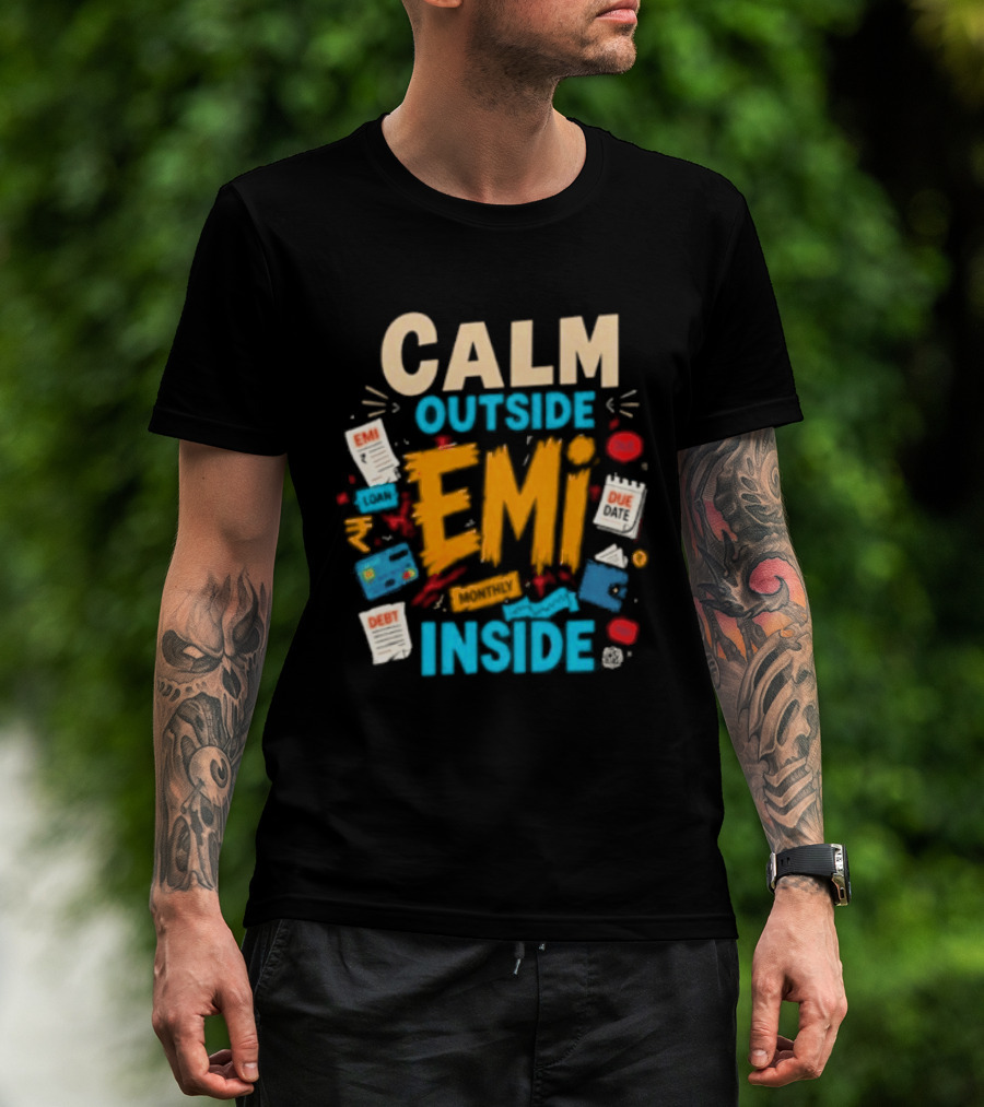 Calm Outside Anxiety Surrounding EMI Monthly Payments Inside T-Shirt