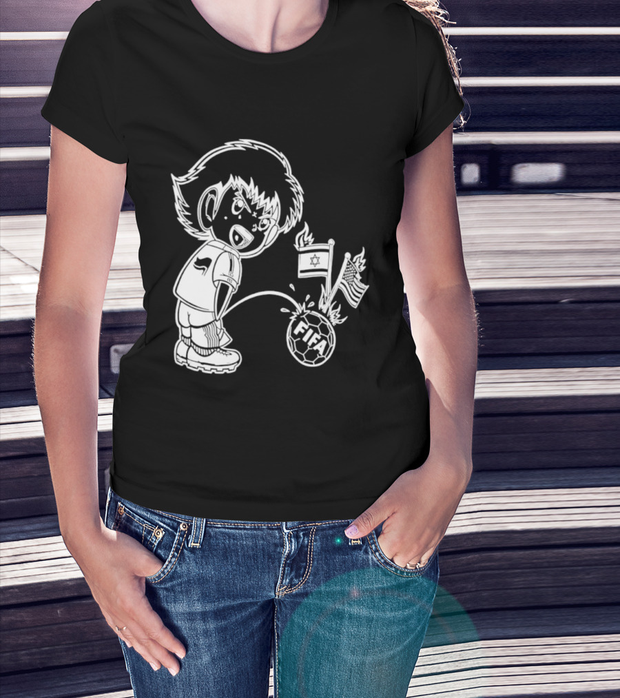 Captain Tsubasa Peeing FIFA Soccer Ball Israel USA Flags T-Shirt