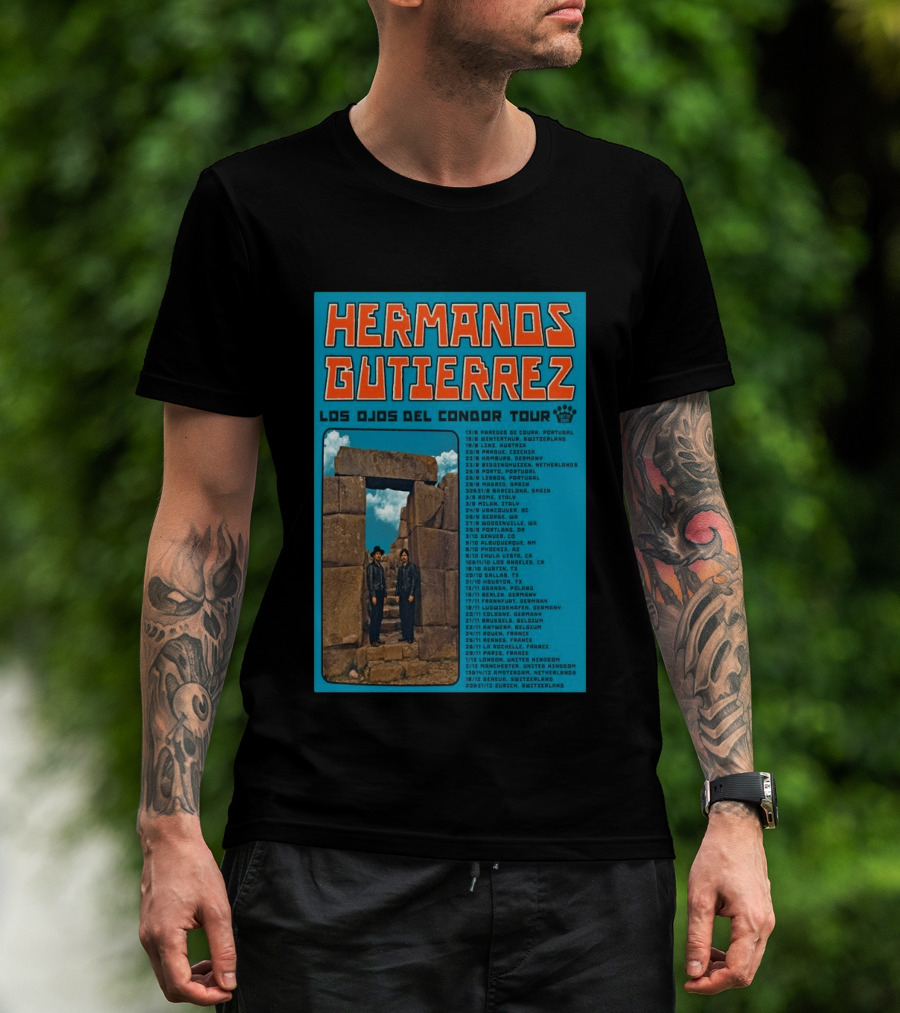 Hermanos Gutierrez Los Ojos Del Condor Tour 2026 Portugal Switzerland Germany Netherlands Spain USA Mexico Canada T-Shirt