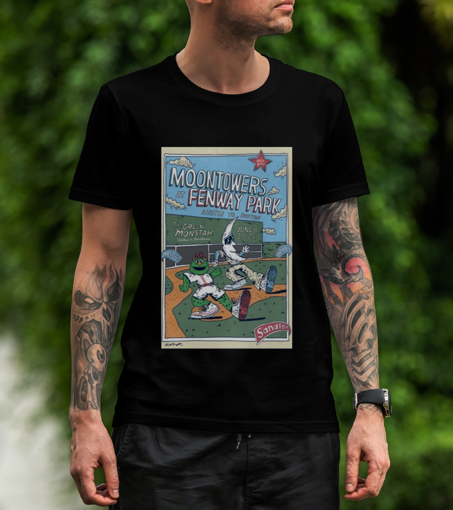 Moontowers At Fenway Park June 8 2026 Austin To Boston The Green Monstah Sandlot T-Shirt