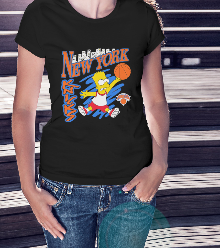New York Knicks Bart Simpson Basketball Crossover Collaboration T-Shirt