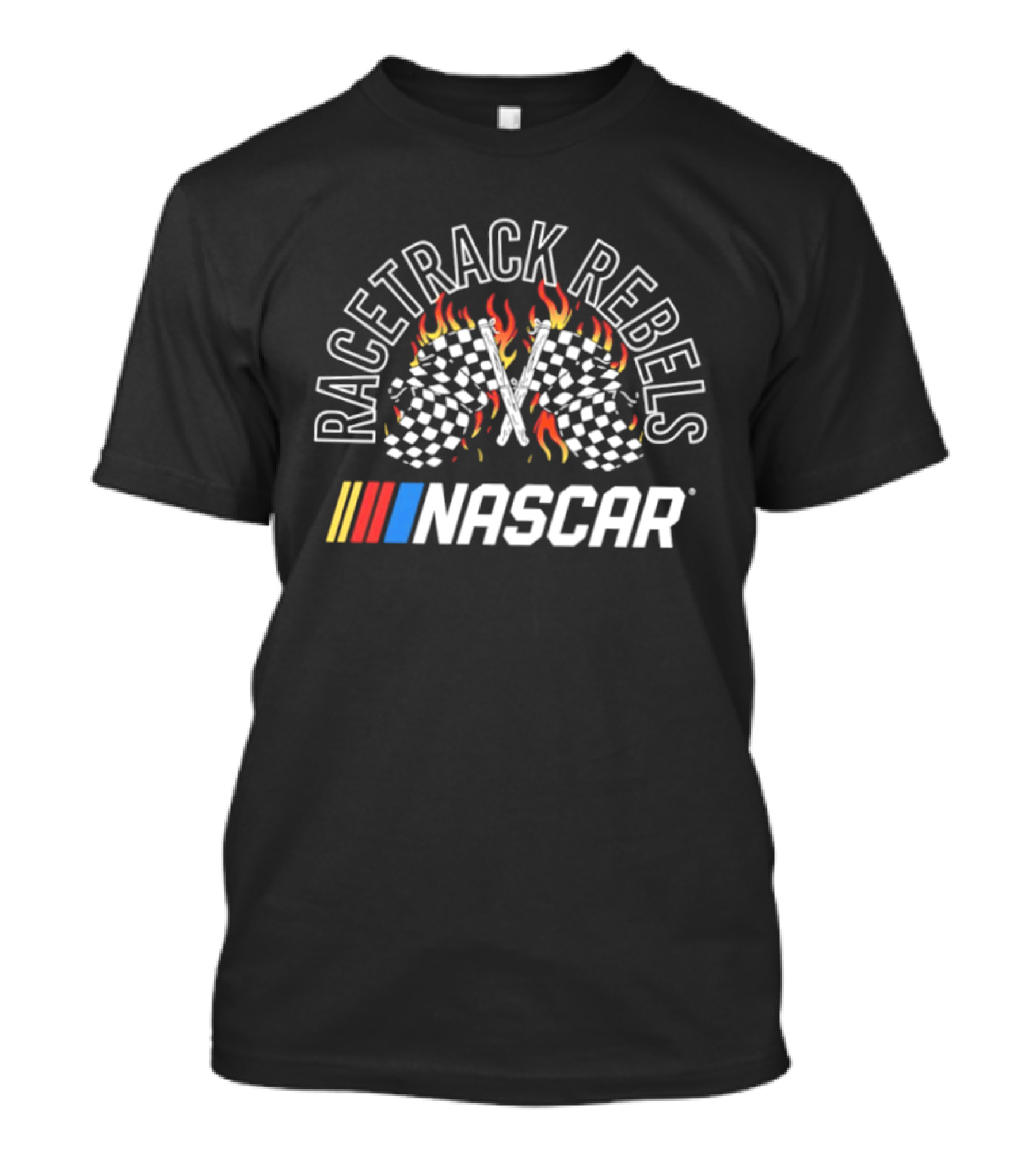 Racetrack Rebels NASCAR Checkered Flags Flames T-Shirt