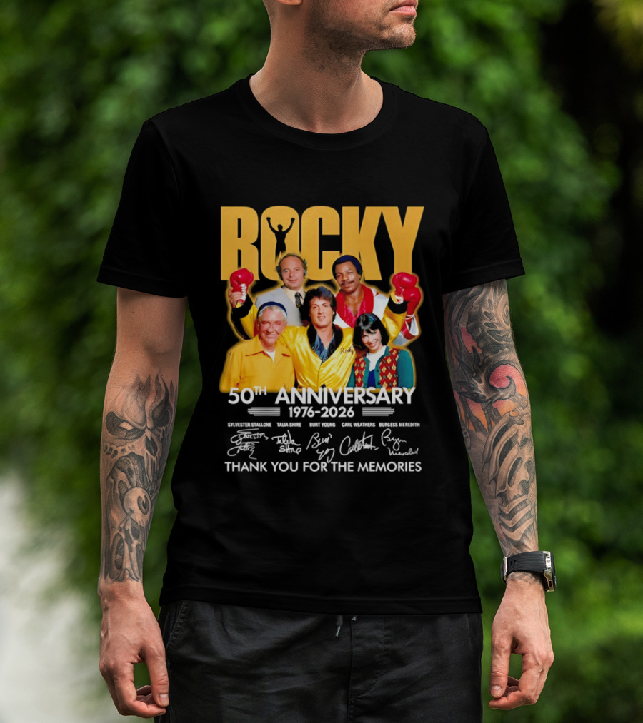 Rocky 50th Anniversary 1976 2026 Thank You For The Memories Celebrating Iconic Movie Legends T-Shirt