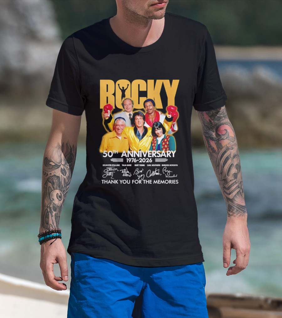 Rocky 50th Anniversary 1976 2026 Thank You For The Memories Celebrating Iconic Movie Legends T-Shirt