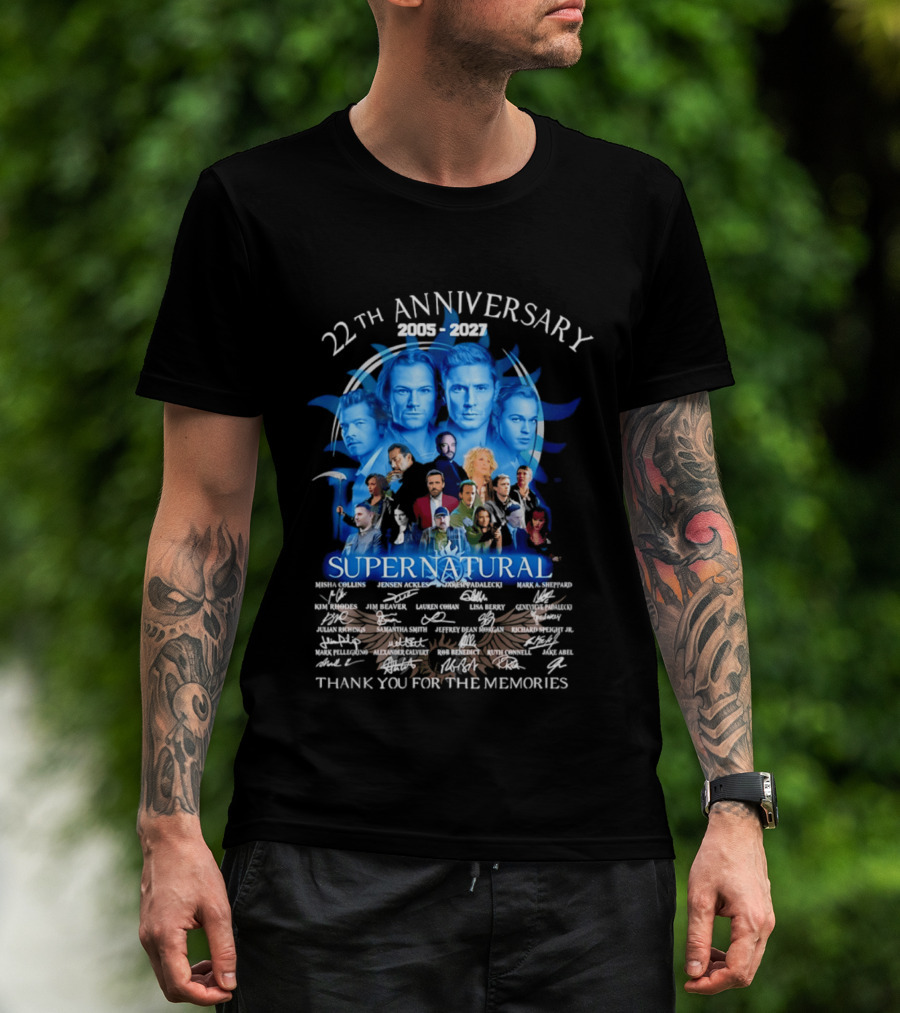 Supernatural 22th Anniversary 2005 2027 Thank You For The Memories Cast Montage Celebration T-Shirt