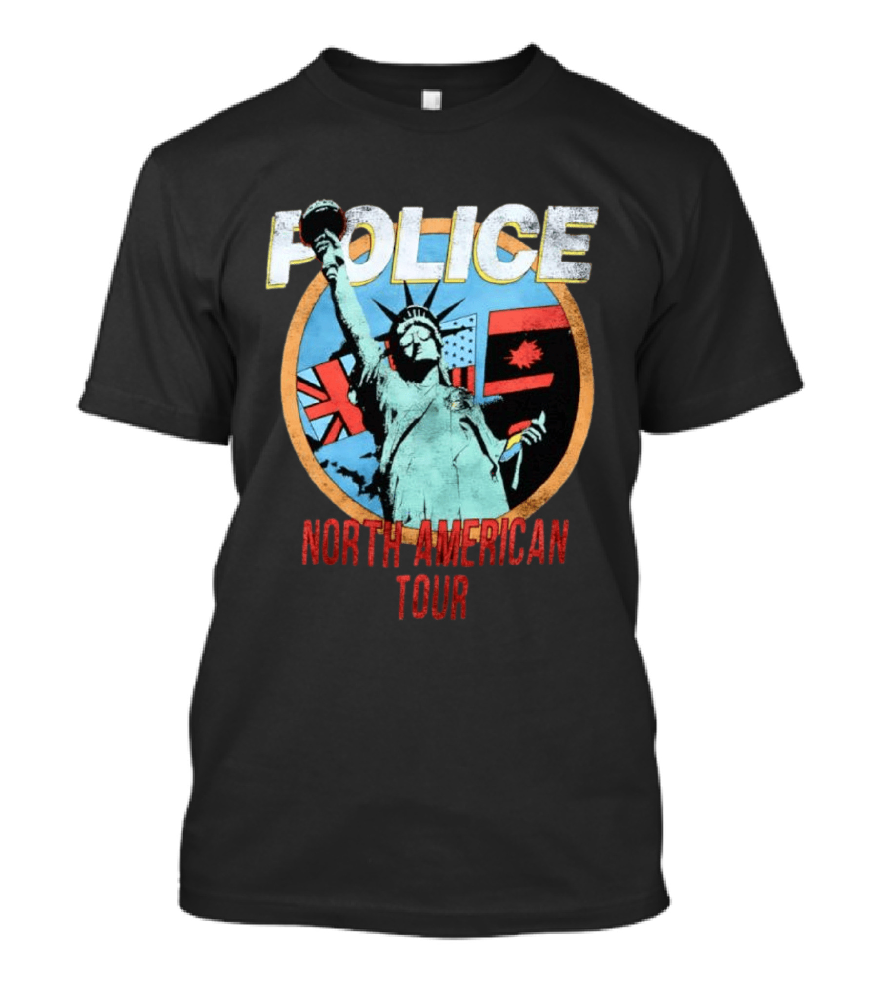 POLICE North American Tour Statue Of Liberty UK US Canada Flags T-Shirt