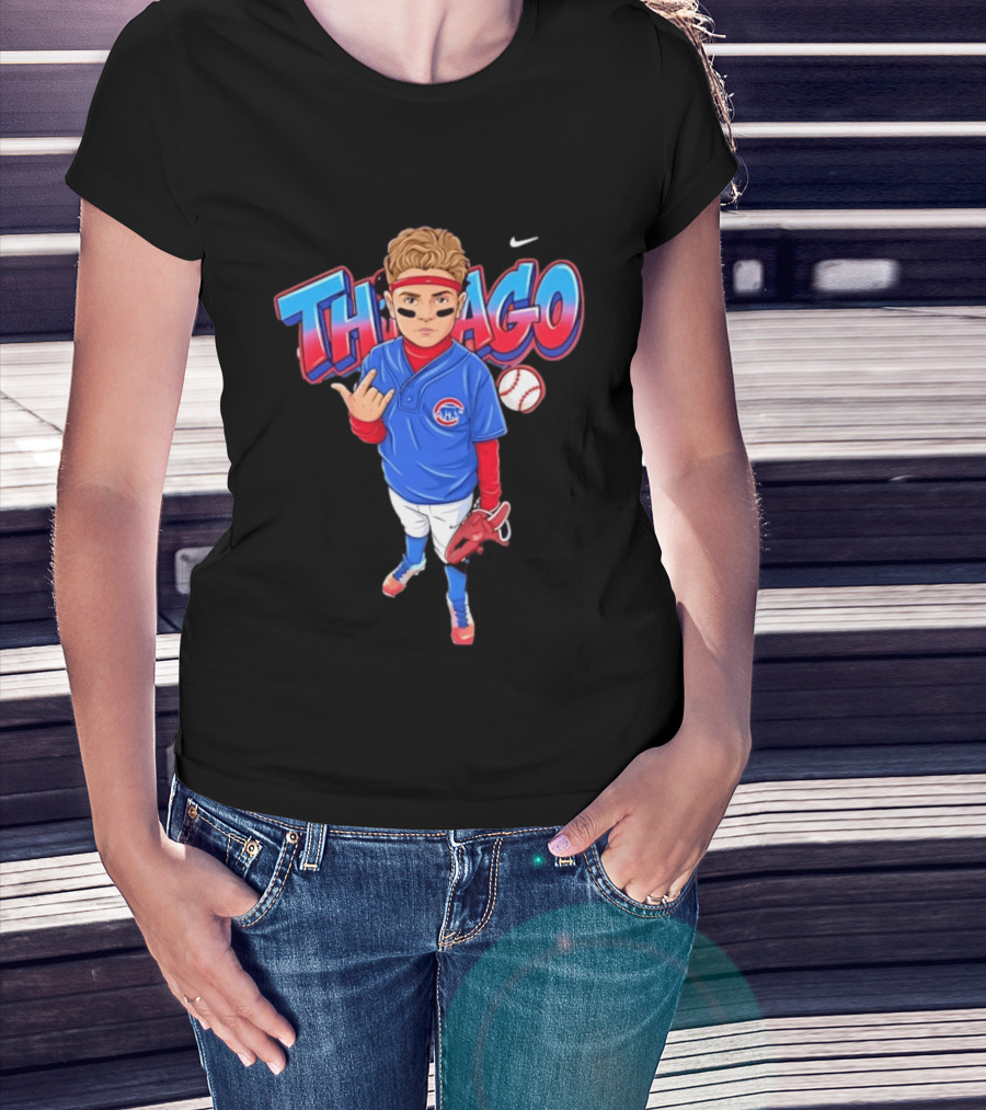 Thiago Chicago Cubs Baseball Cartoon Player Nike T-Shirt