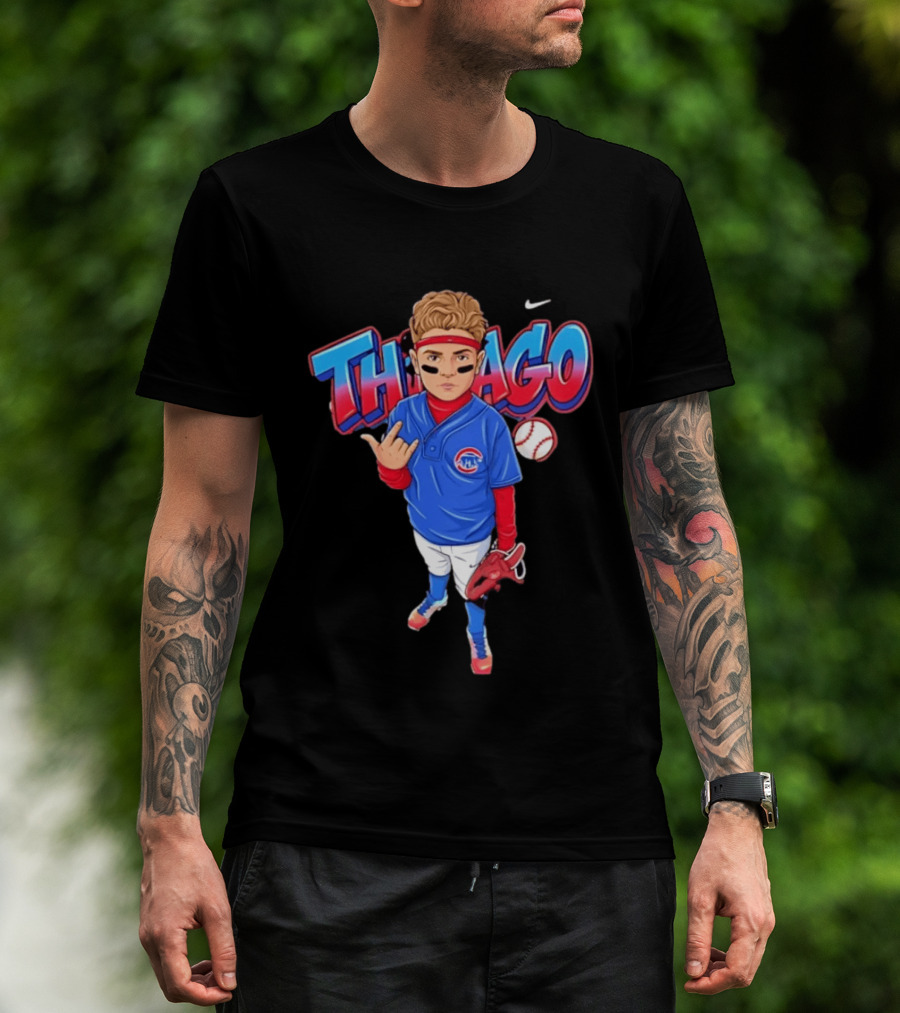 Thiago Chicago Cubs Baseball Cartoon Player Nike T-Shirt