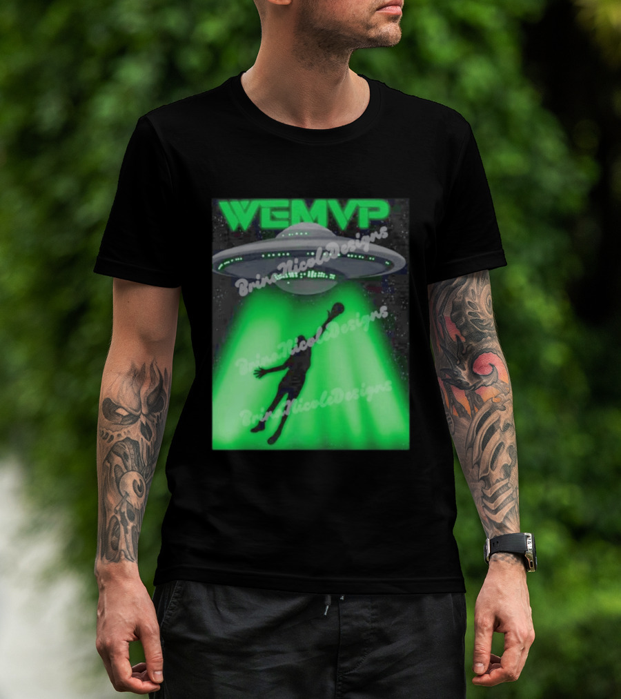 WEMVP Victor Wembanyama UFO Alien Abduction Basketball Player T-Shirt