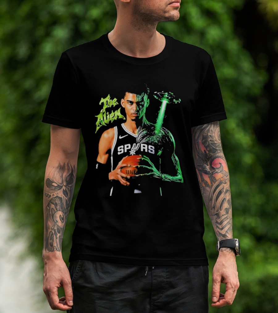 Wembanyama Spurs The Alien UFO NBA Player T-Shirt