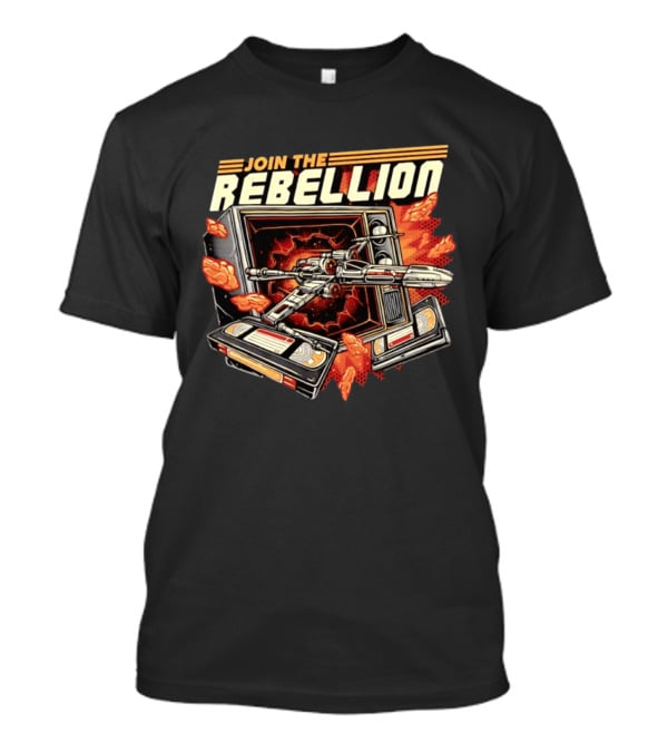 Join The Rebellion X Wing Starfighter Star Wars Retro TV Explosion T-Shirt