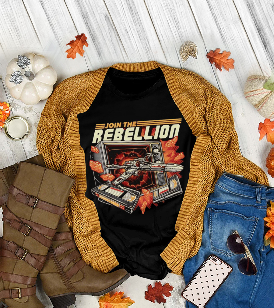 Join The Rebellion X Wing Starfighter Star Wars Retro TV Explosion T-Shirt
