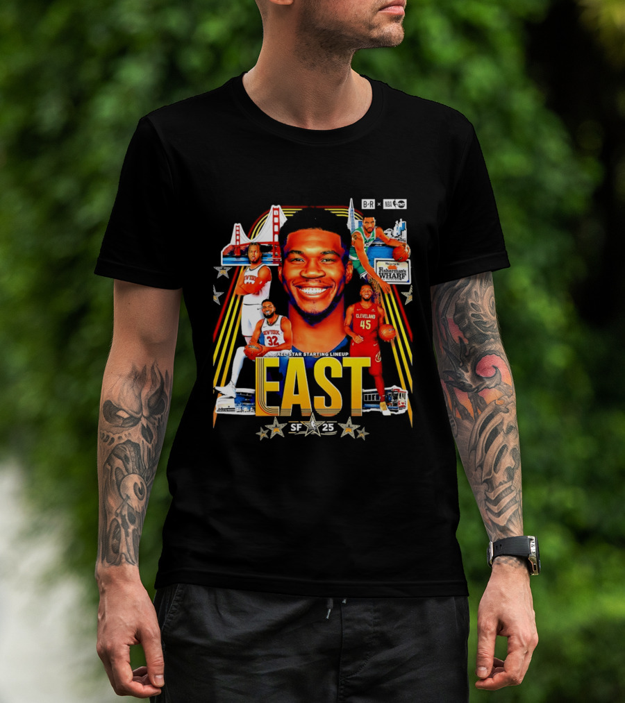 All Star Basketball Starting Lineup East 2026 Golden State Bay Bridge SF 45 Cleveland New York T-Shirt