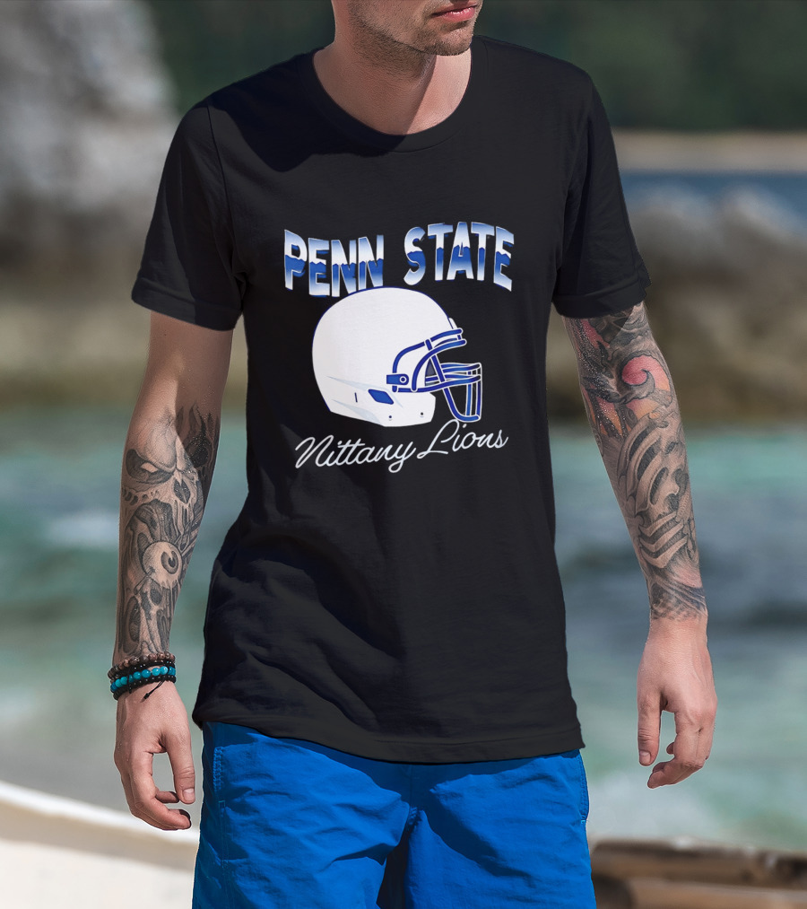 Penn State Nittany Lions Air Brush Helmet Dyme Lyfe Mens T-Shirt