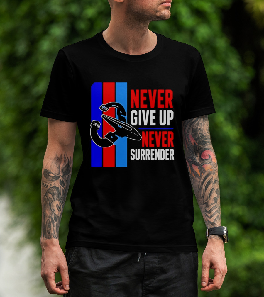 Galaxy Quest Never Give Up Never Surrender NSEA Protector Starship T-Shirt