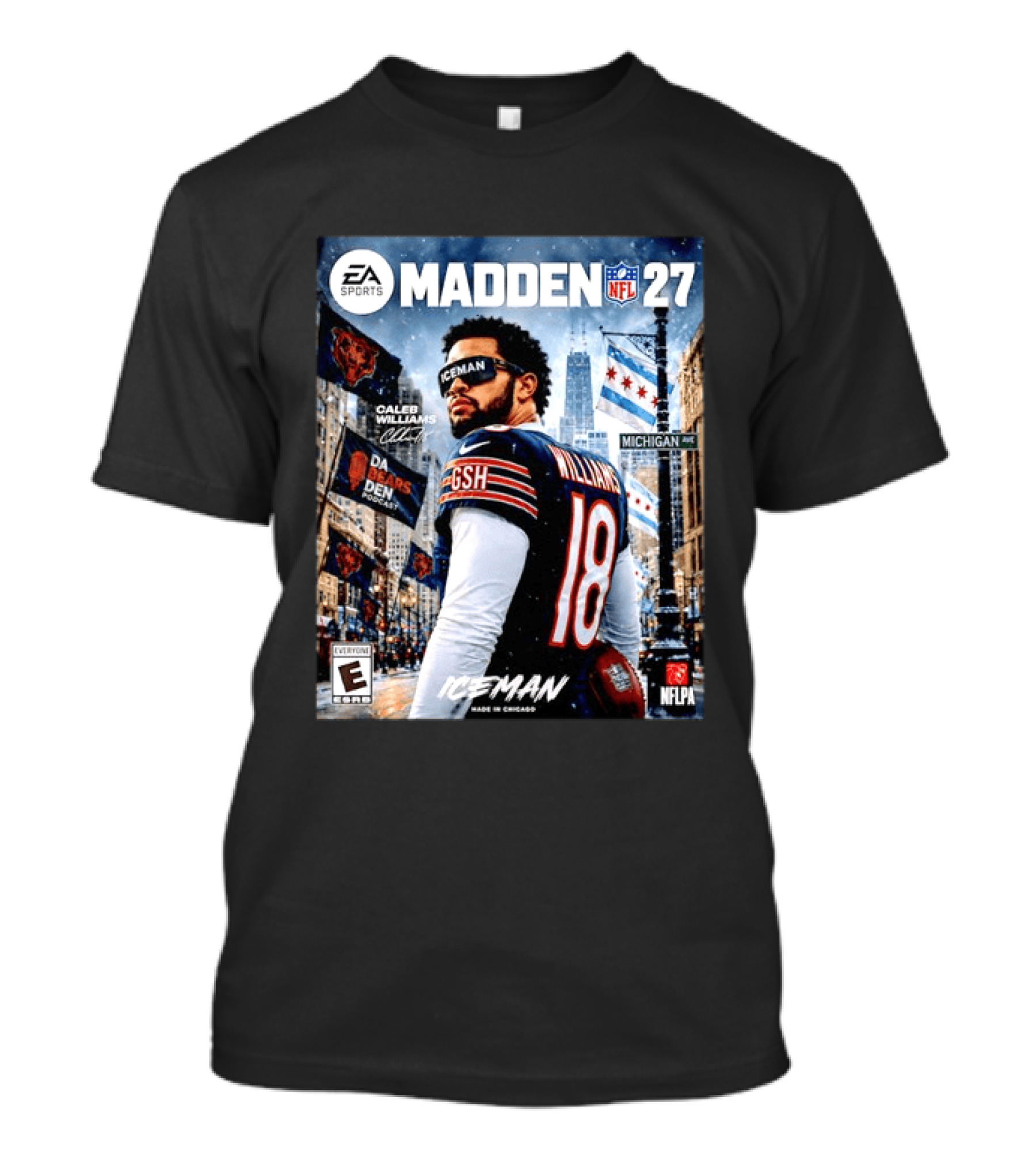 EA Sports Madden NFL 27 Caleb Williams Chicago Bears Iceman Made In Chicago T-Shirt