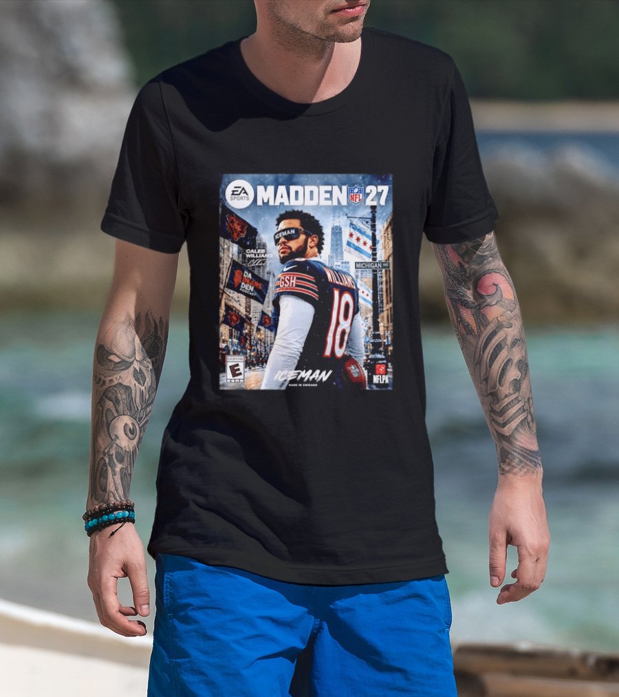 EA Sports Madden NFL 27 Caleb Williams Chicago Bears Iceman Made In Chicago T-Shirt