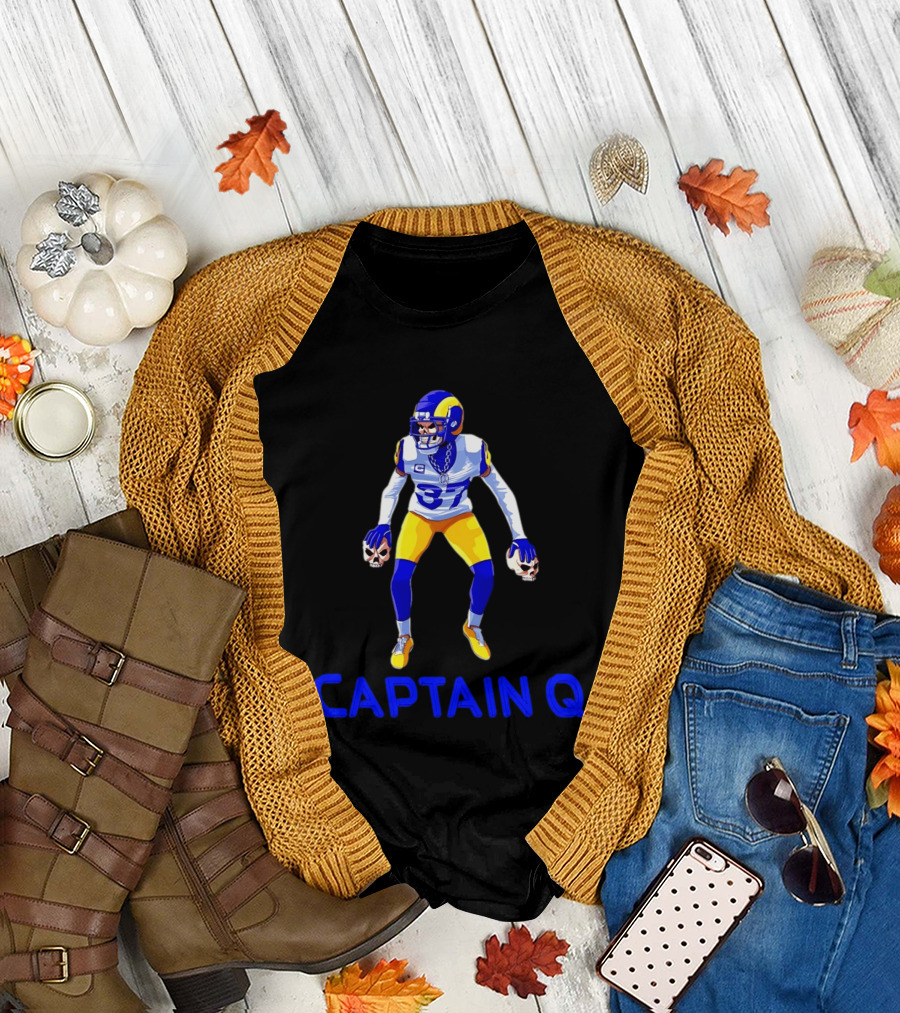 Captain Q Los Angeles Rams Number 37 Skull Hands T-Shirt