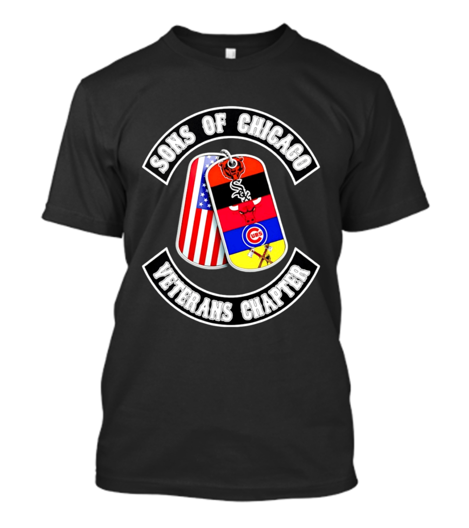 Sons Of Chicago Veterans Chapter Dog Tags Bears White Sox Bulls Cubs Patriots T-Shirt