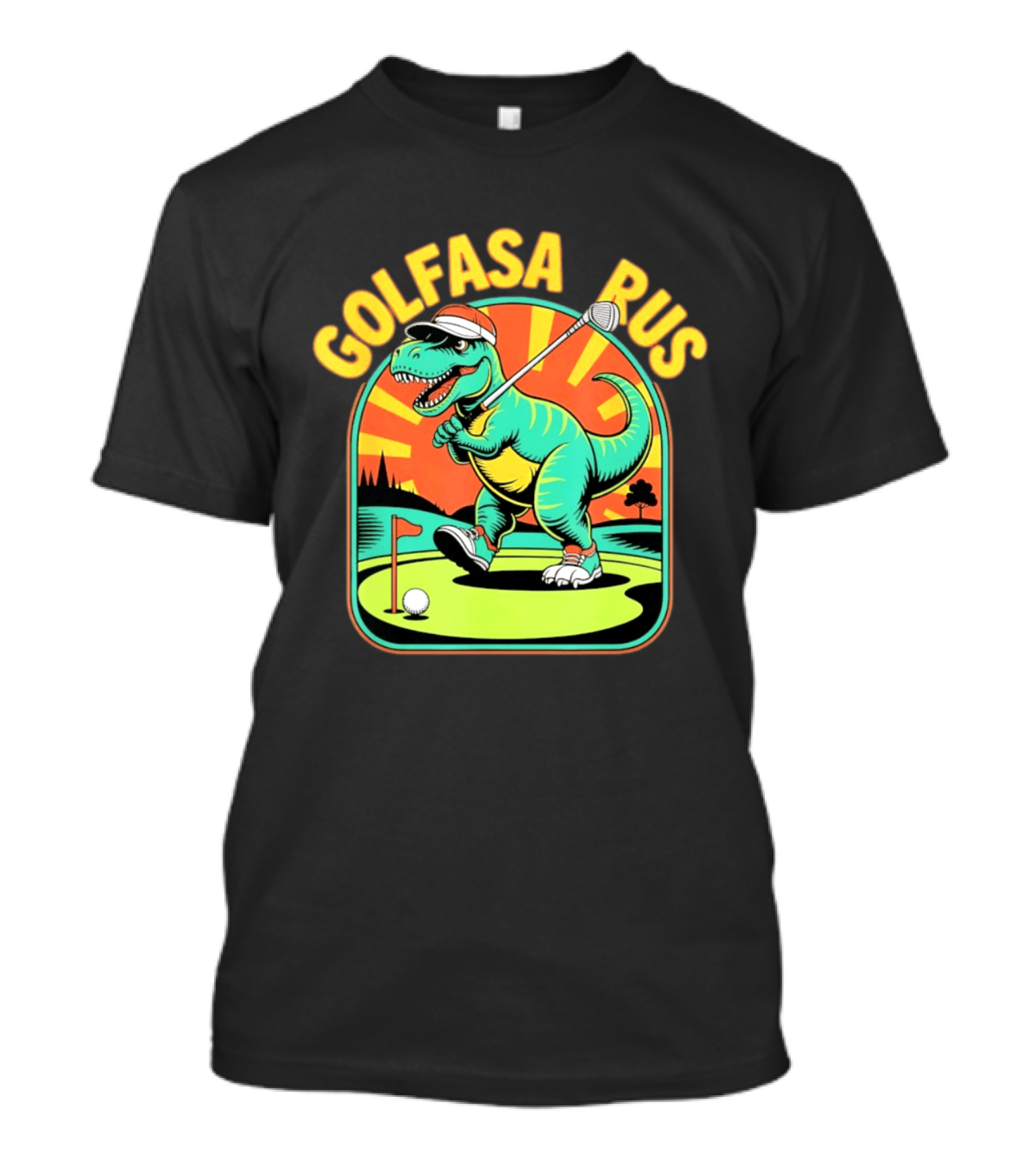 Golfasaurus Rex Dinosaur Golfer On The Course T-Shirt
