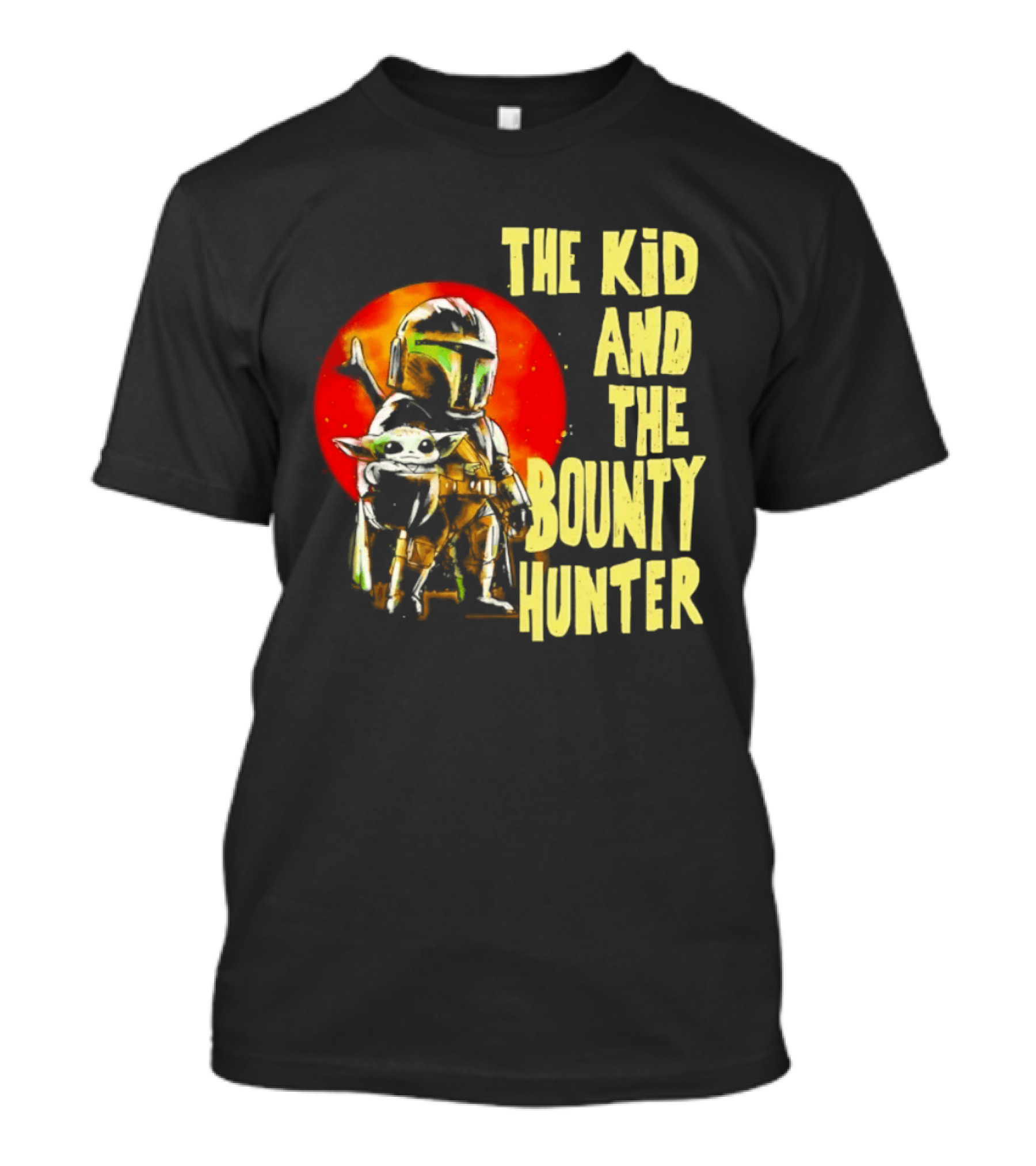 The Kid And The Bounty Hunter Grogu Din Djarin Star Wars Mandalorian Red Circle T-Shirt