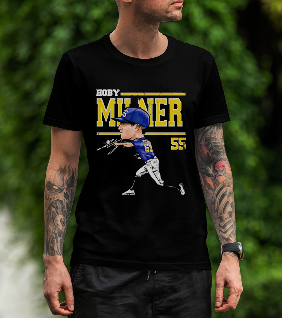 Hoby Milner Milwaukee 55 Cartoon Pitcher T-Shirt