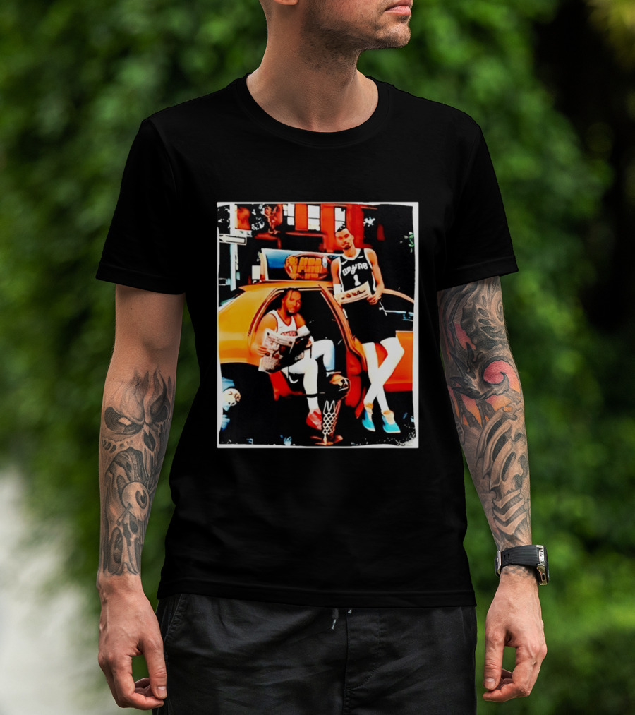 NBA Hoopers Jalen Brunson Victor Wembanyama Spurs Knicks Crossover Comic Style Street Scene T-Shirt