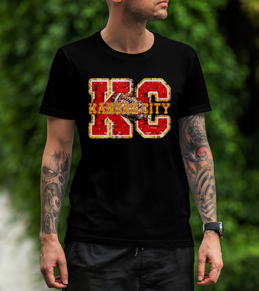 Kansas City Chiefs Football KC Faux Sequin T-Shirt