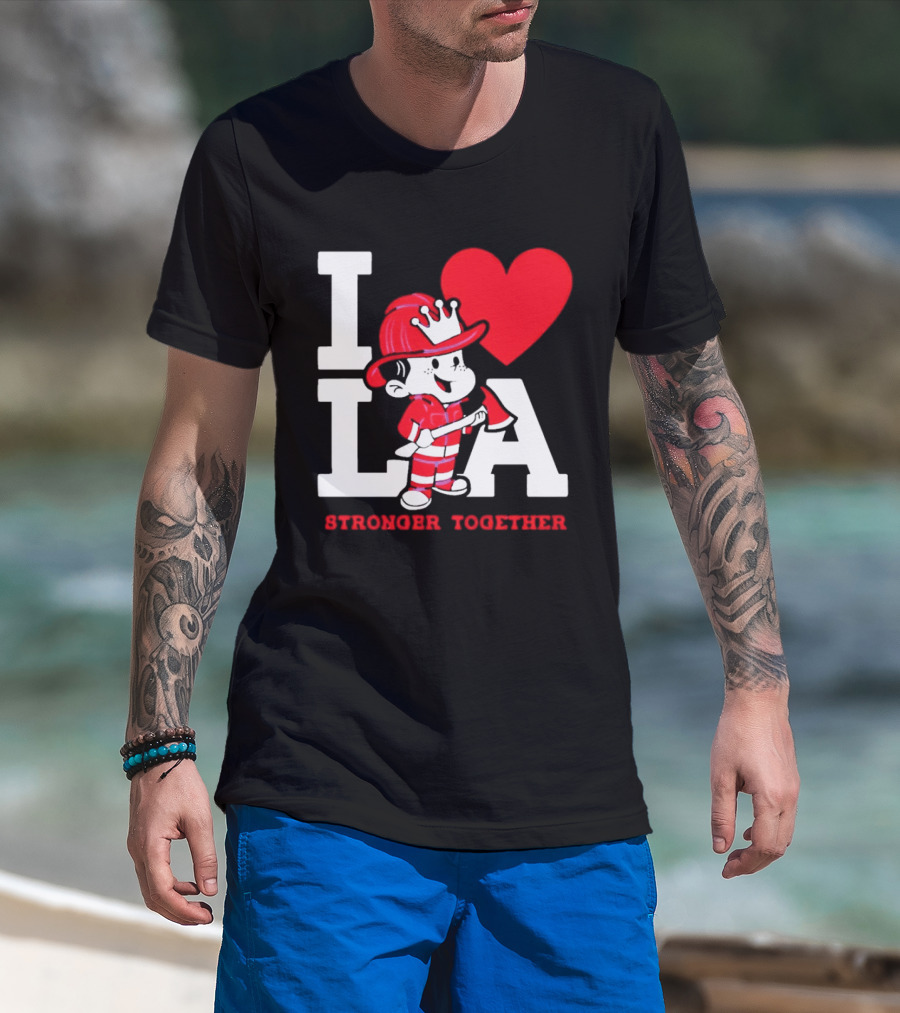 I Love LA Firefighter Stronger Together T-Shirt