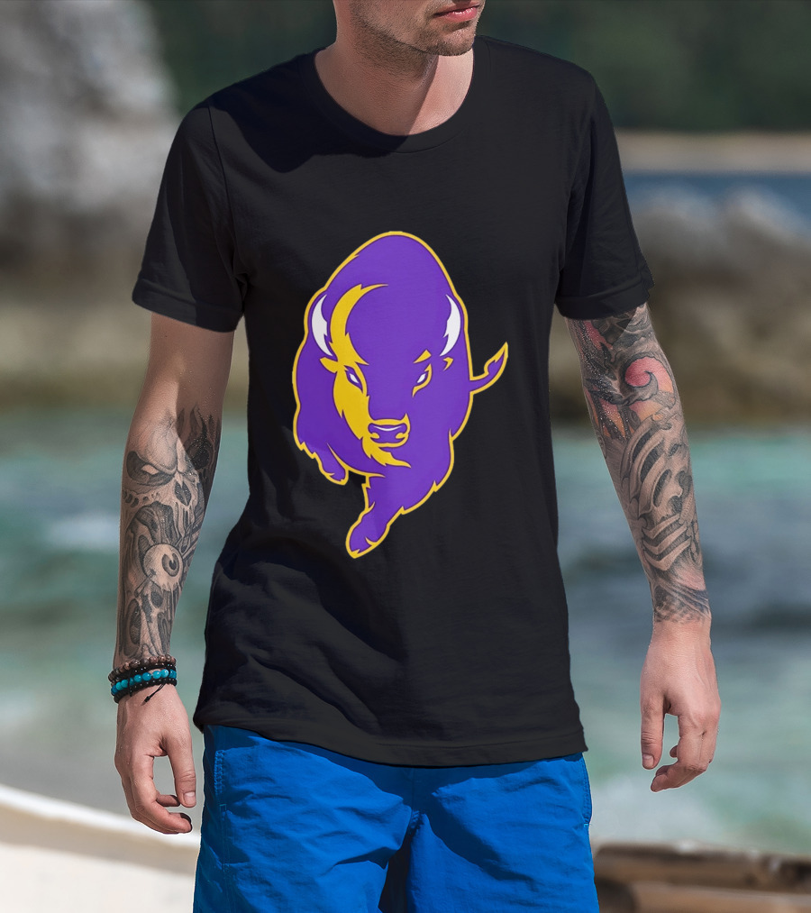 Lipscomb Bisons Purple And Yellow Charging Bison T-Shirt