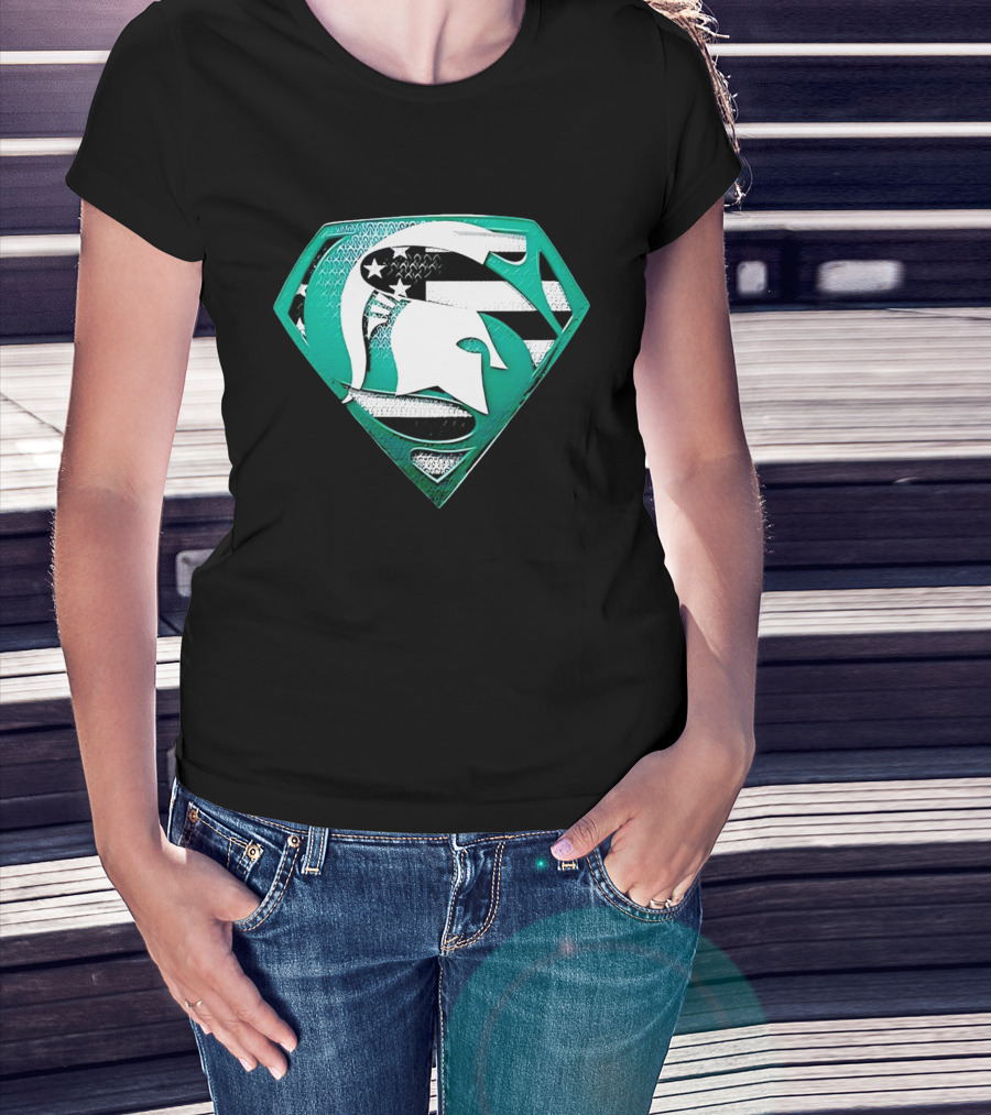 Michigan State Spartans Superman American Flag T-Shirt