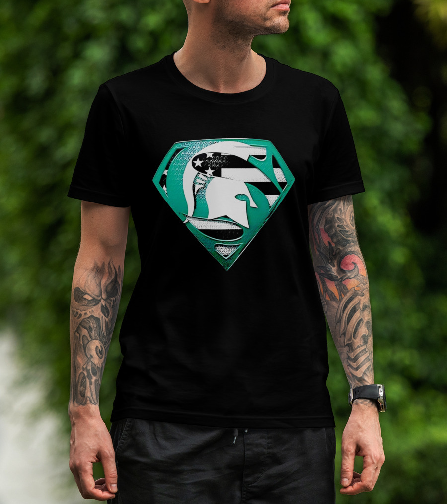 Michigan State Spartans Superman American Flag T-Shirt