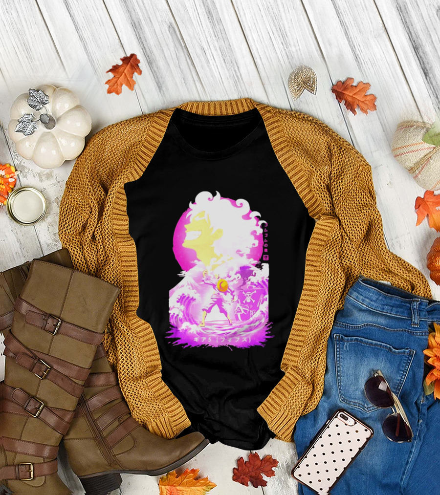 Monkey D. Luffy Gear 5 Gomu Gomu No Mi Waves One Piece Pink Aesthetic T-Shirt