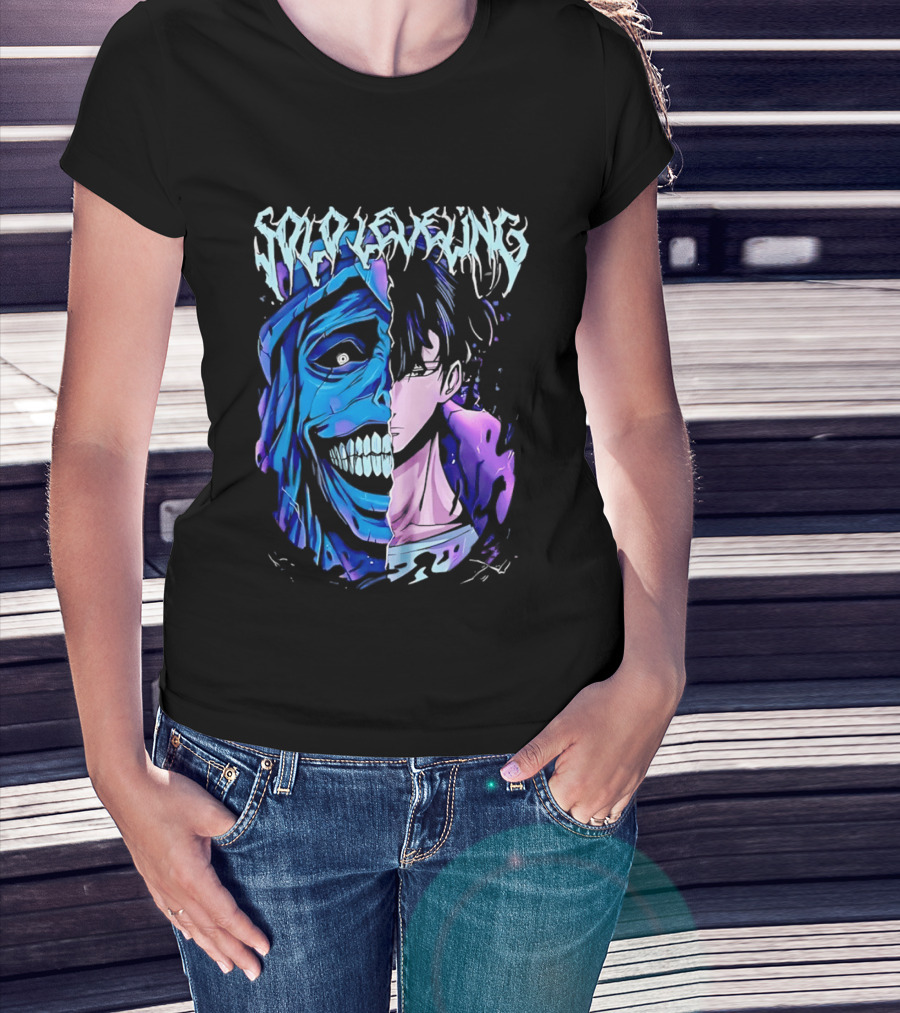 Solo Leveling Split Face Cotton Anime T-Shirt
