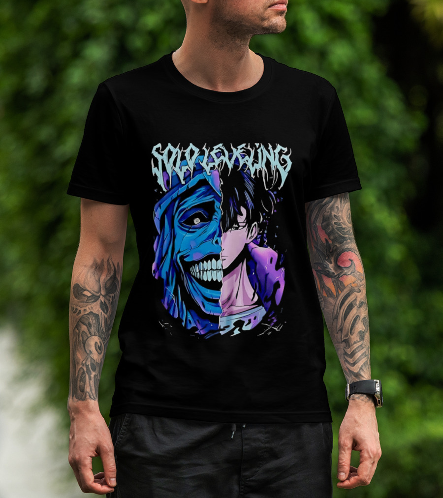 Solo Leveling Split Face Cotton Anime T-Shirt