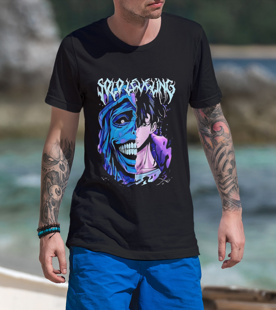 Solo Leveling Split Face Cotton Anime T-Shirt