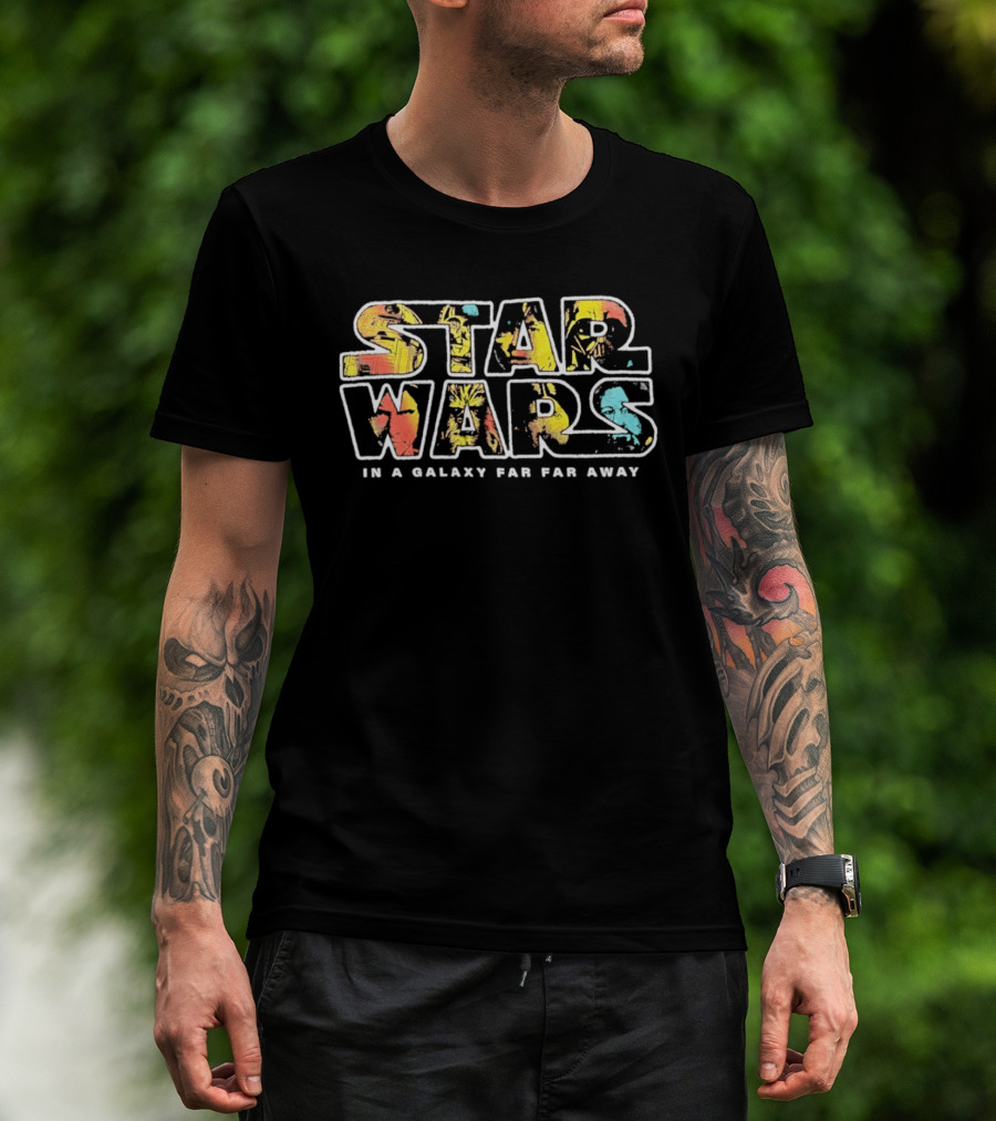Star Wars In A Galaxy Far Far Away R2D2 C3PO Luke Skywalker Darth Vader Han Solo Chewbacca Leia T-Shirt