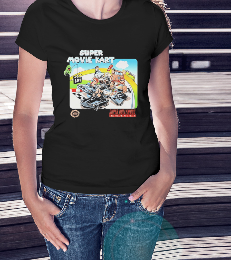 Super Movie Kart Super Hollywood Entertainment System John Wick Back To The Future Ghostbusters Mad Max Rocky T-Shirt
