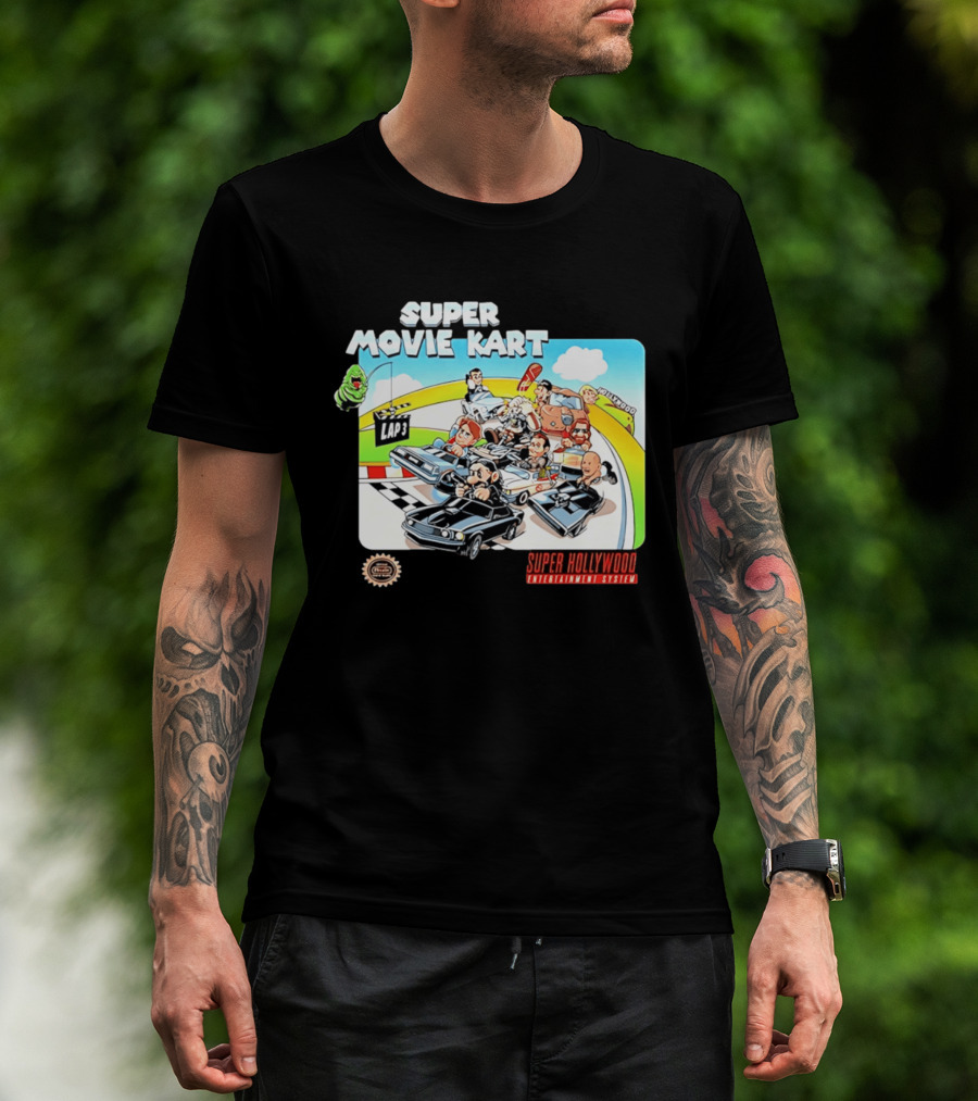Super Movie Kart Super Hollywood Entertainment System John Wick Back To The Future Ghostbusters Mad Max Rocky T-Shirt