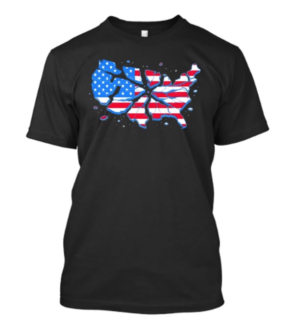 United States Of America Fractured Map Stars And Stripes T-Shirt